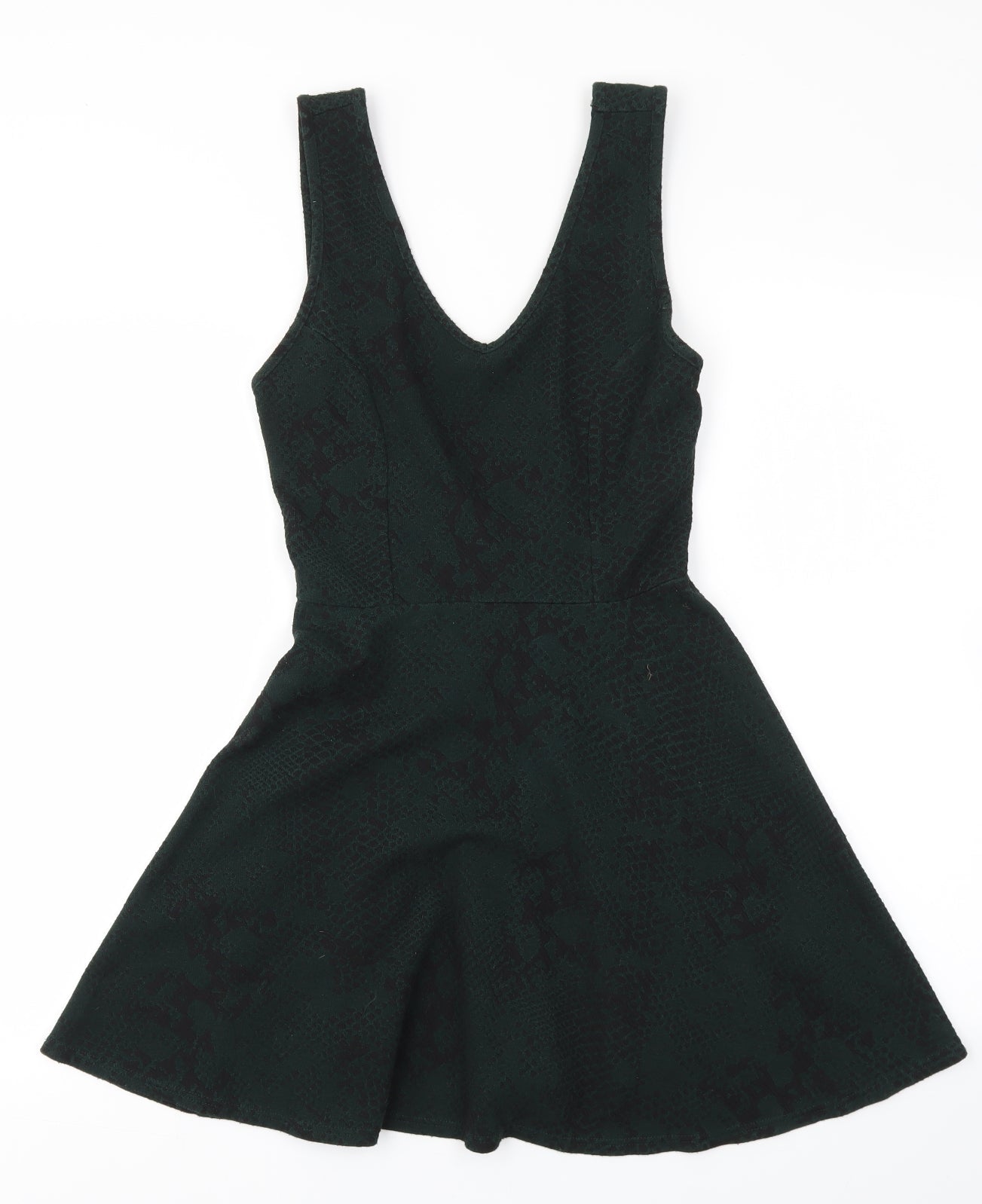 Topshop Womens Green Animal Print  Fit & Flare  Size 10