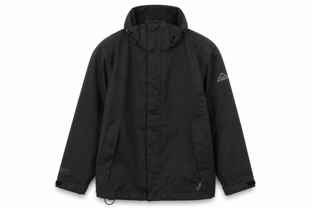 Front view of McKINLEY boys’ black rain coat coat, size 10, years