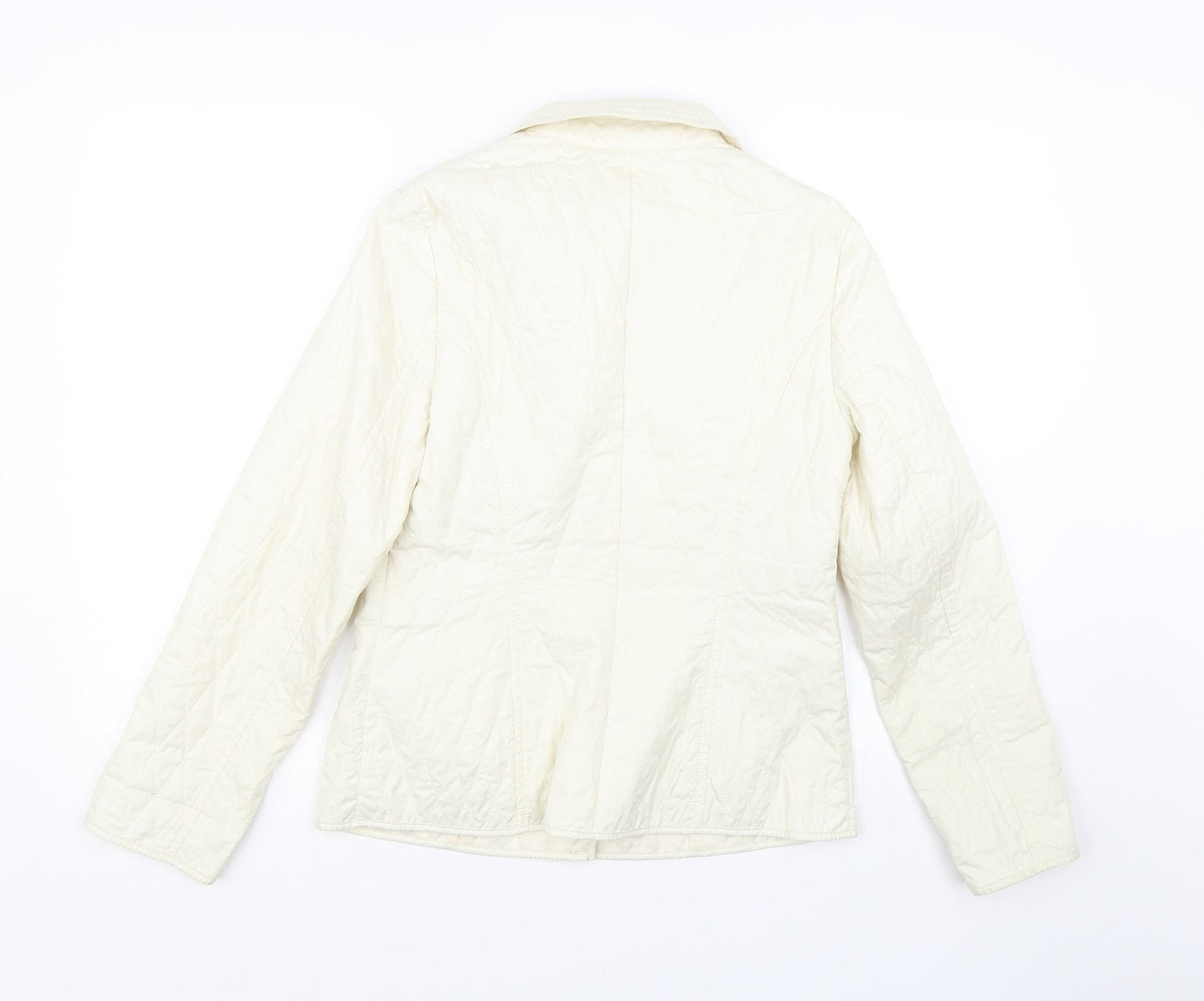 M&S Womens White Argyle/Diamond  Jacket Coat Size 8