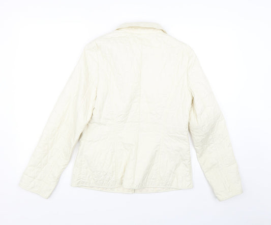 M&S Womens White Argyle/Diamond  Jacket Coat Size 8