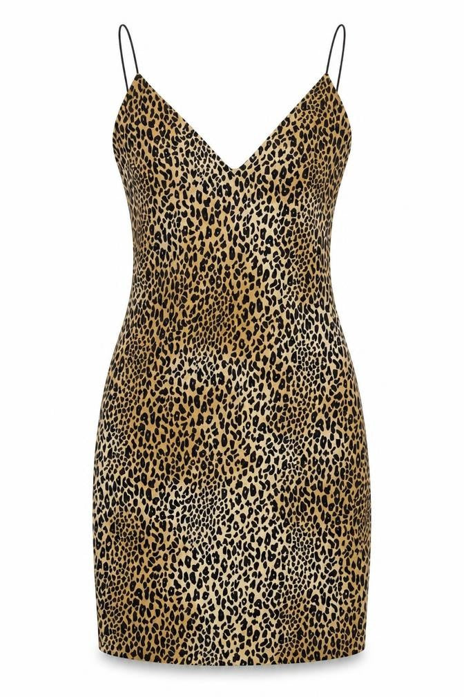 H&M Womens Gold Animal Print  Wrap Dress  Size 6