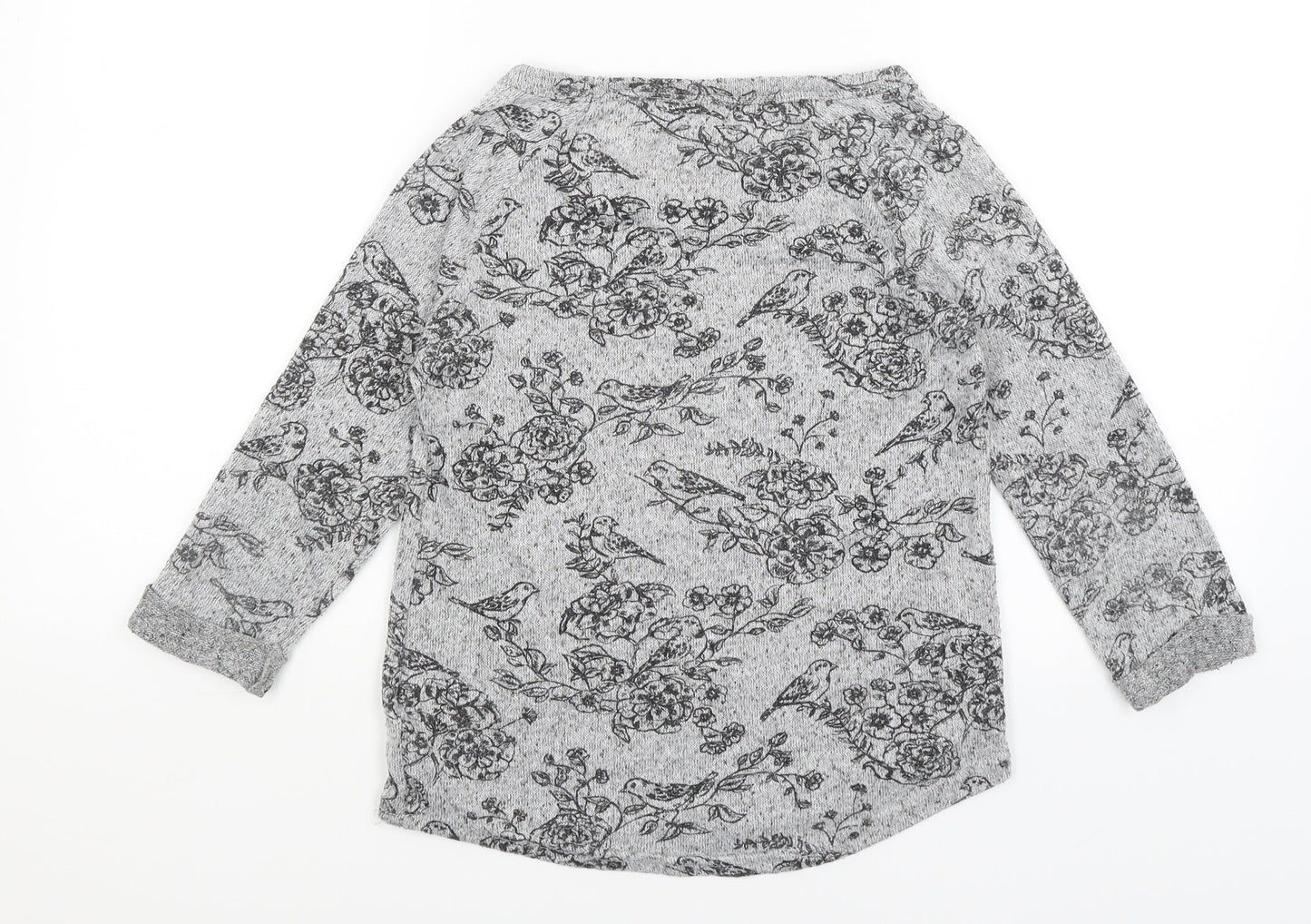 New Look Womens Grey Floral  Pullover Jumper Size 6