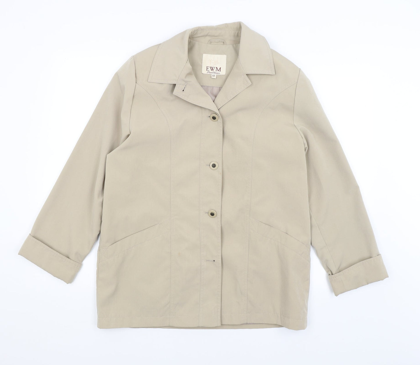 EWM Womens Beige   Overcoat Coat Size 12