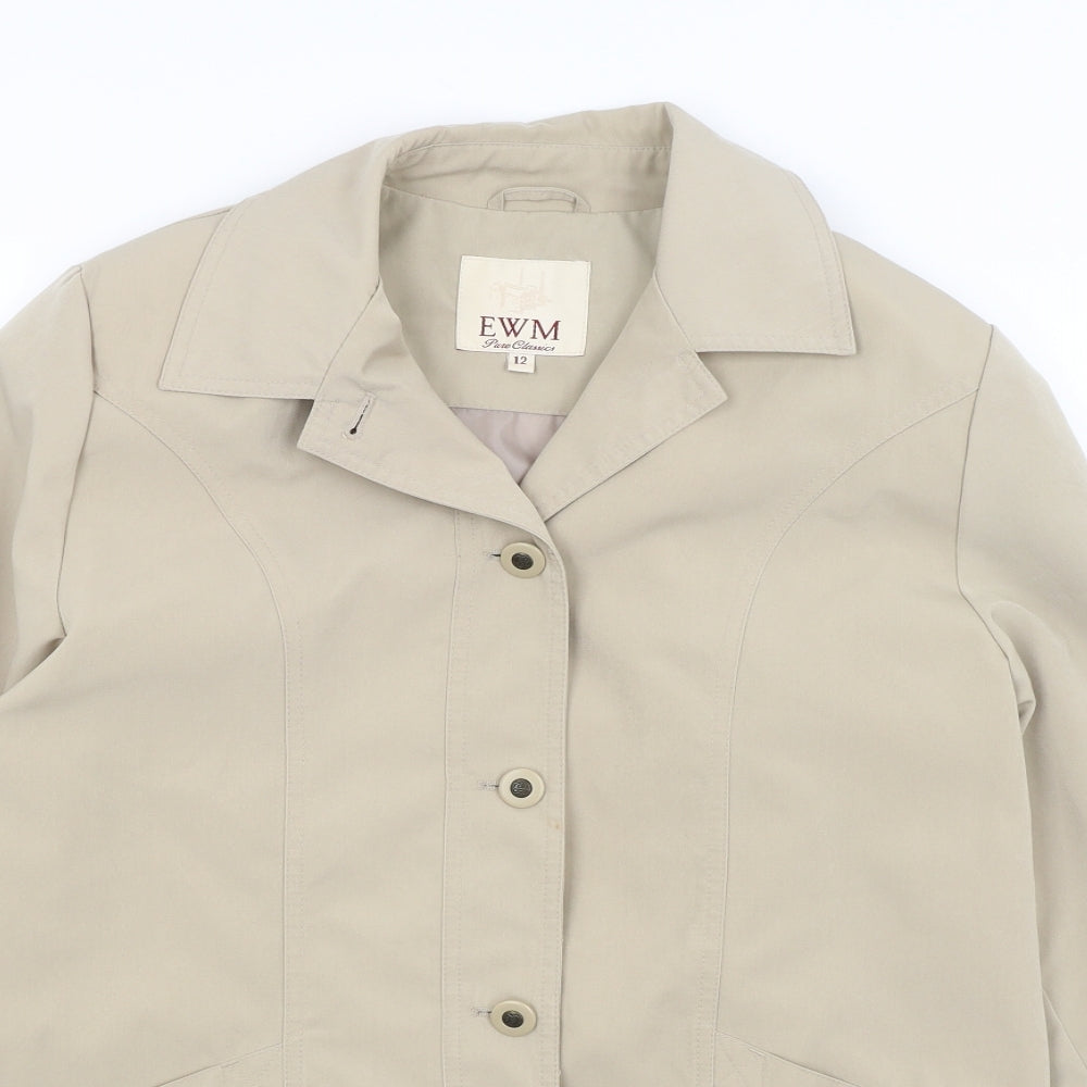 EWM Womens Beige   Overcoat Coat Size 12