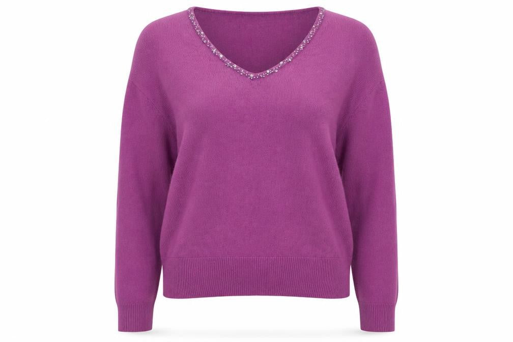 Ann McCartney Womens Purple   Pullover Jumper Size L