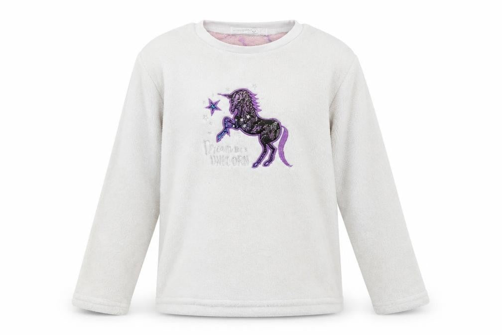 Sweet Dreams Girls White Solid  Top Pyjama Top Size 10-11 Years  - Dream Like A Unicorn