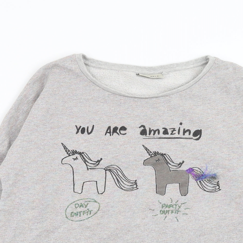 NEXT Girls Grey   Pullover Sweatshirt Size 10 Years  - unicorn