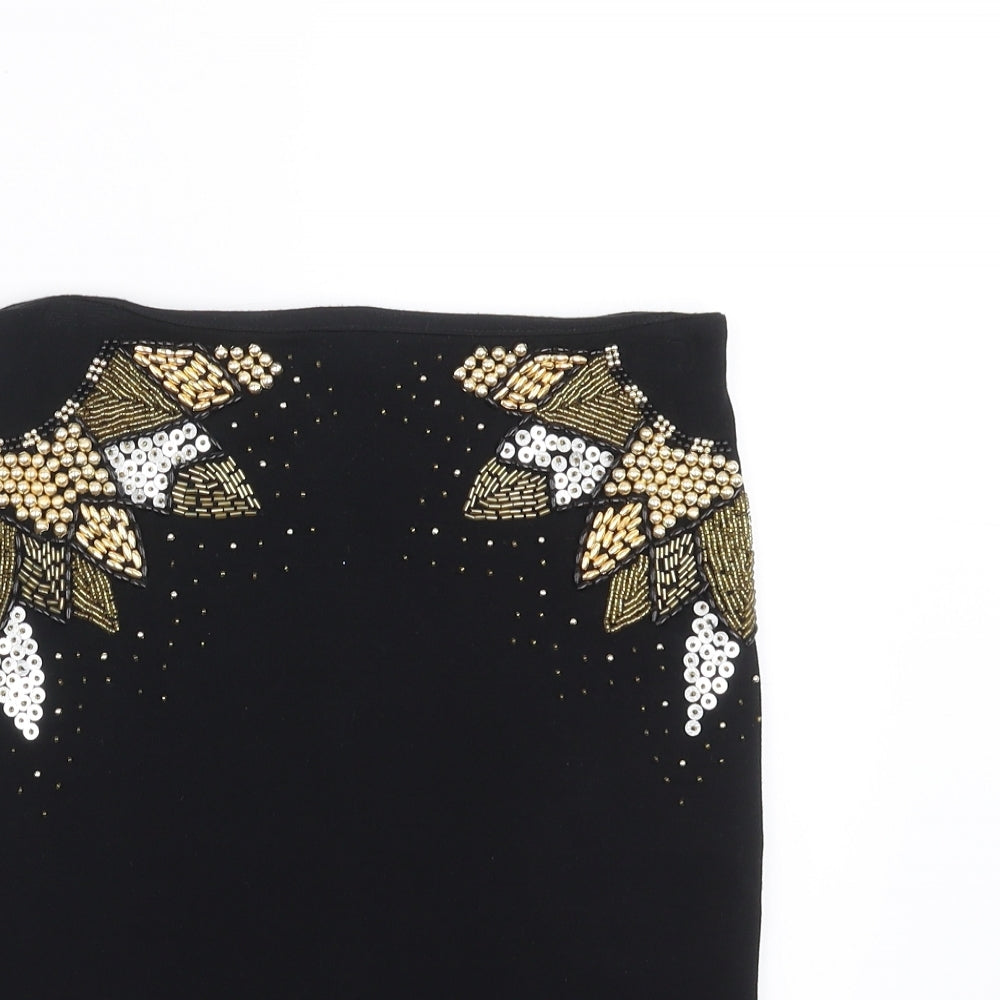 Topshop Womens Black   Straight & Pencil Skirt Size 8  - beaded