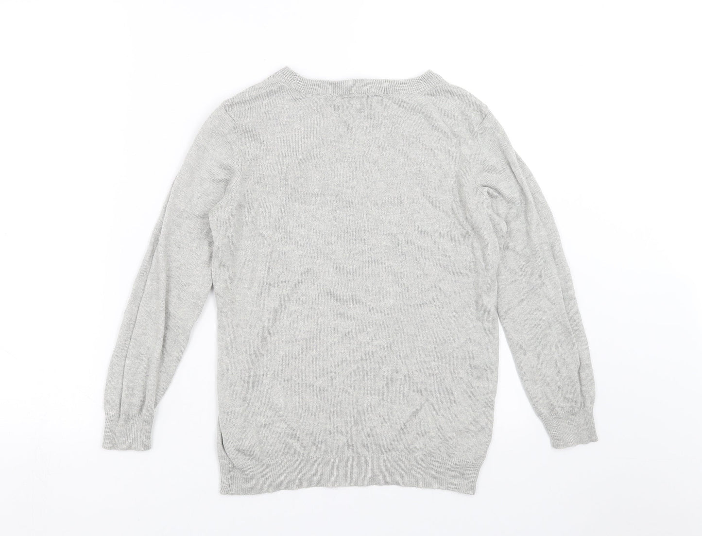 Dorothy Perkins Womens Grey  Knit Pullover Jumper Size 8  - Floral neckline