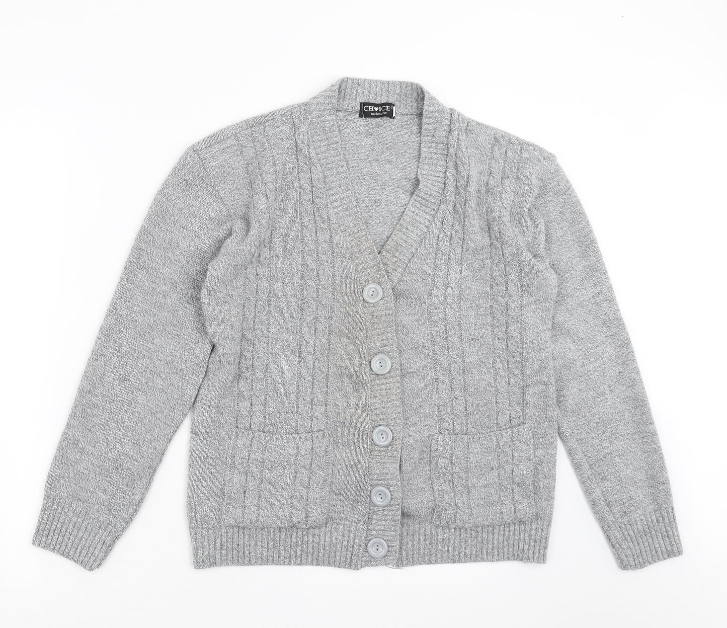 Choice Collection Womens Grey  Knit Cardigan Jumper Size S