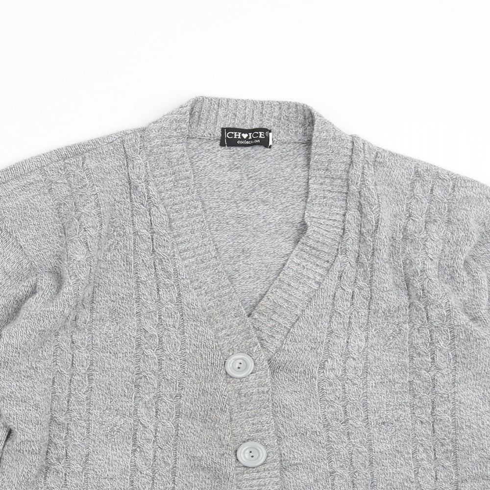 Choice Collection Womens Grey  Knit Cardigan Jumper Size S