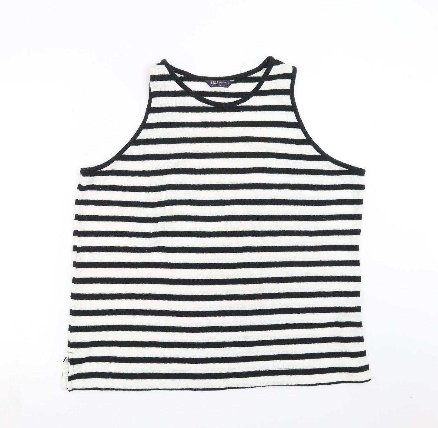 Marks and Spencer Womens White Striped Knit Pullover Jumper Size 18