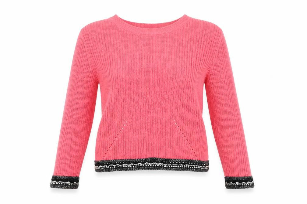 Front view of TU women’s pink knit pullover sweatshirt, size UK 12