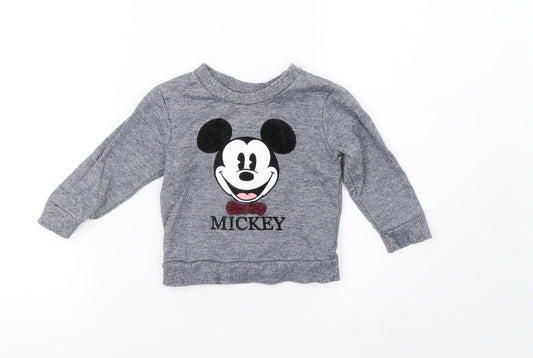 mini rebel Girls Grey   Pullover Jumper Size 12-18 Months
