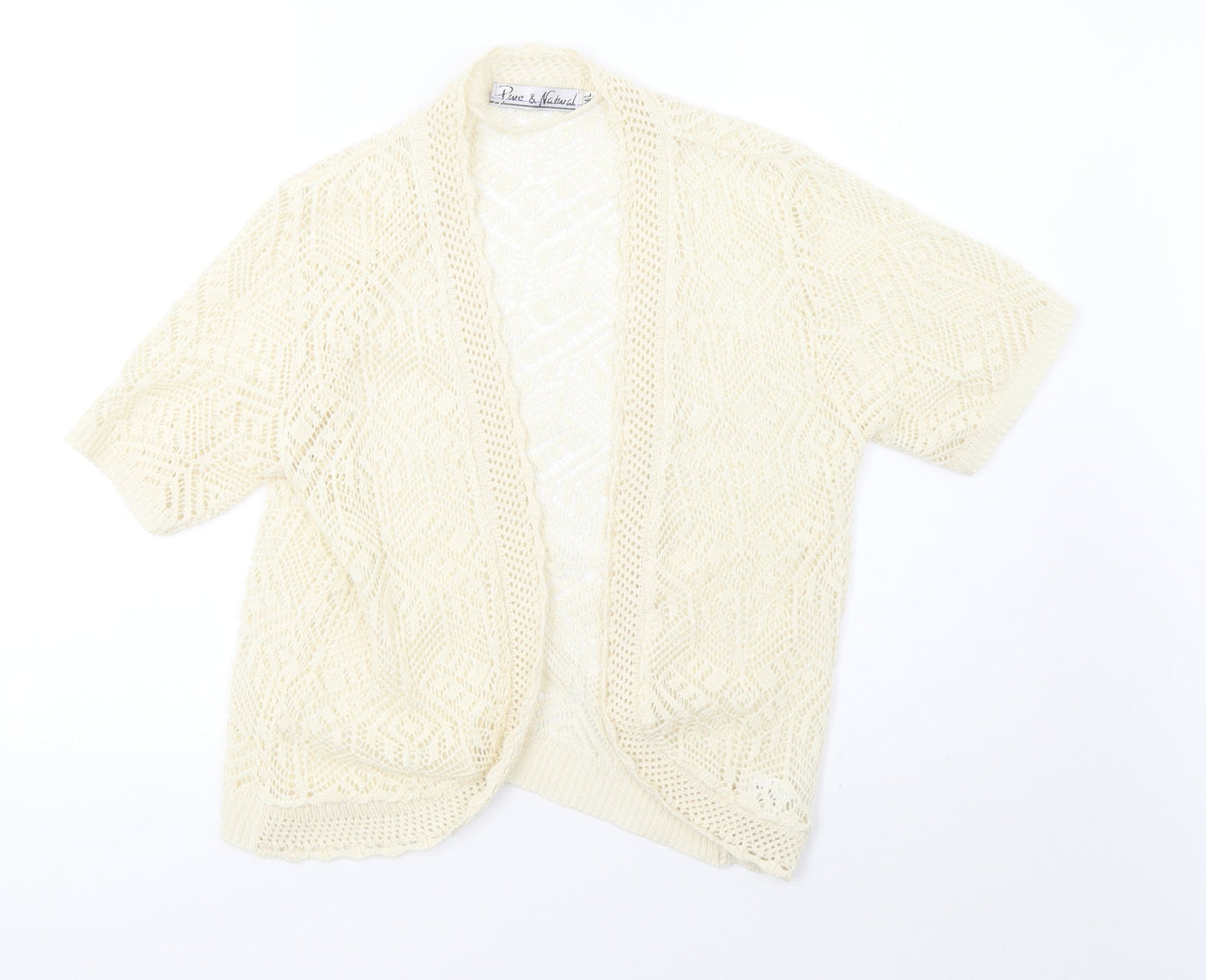Preworn Womens White  Knit Cardigan Jumper Size L