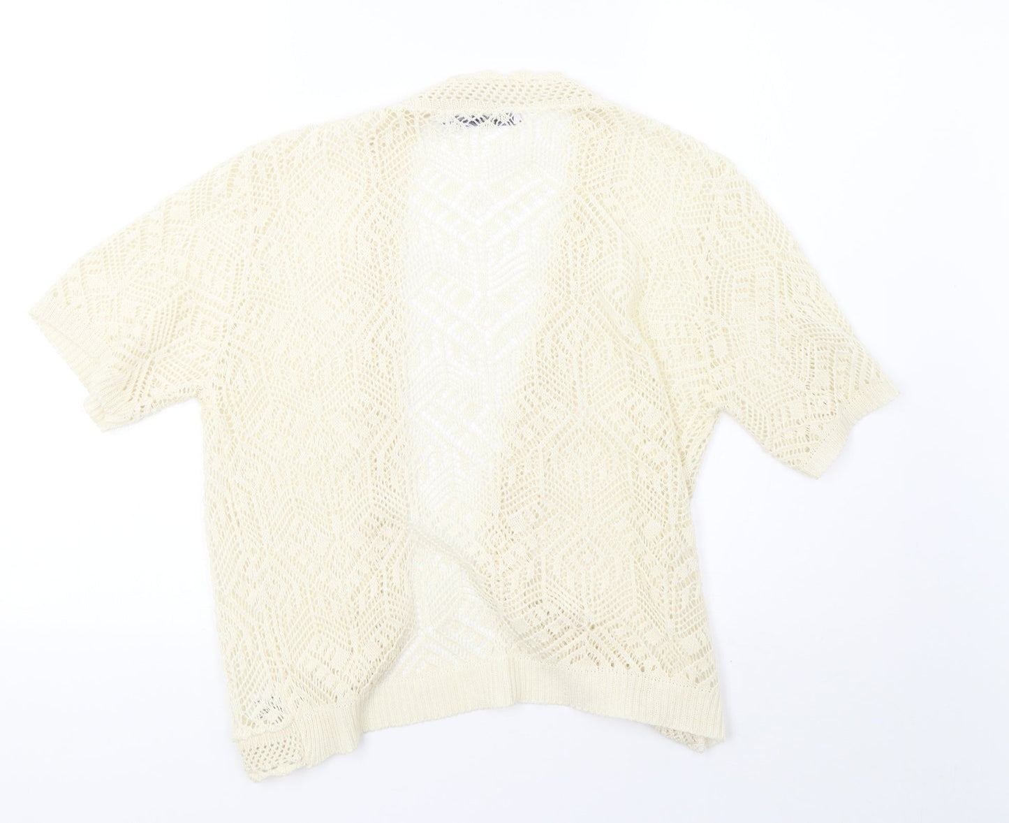 Preworn Womens White  Knit Cardigan Jumper Size L