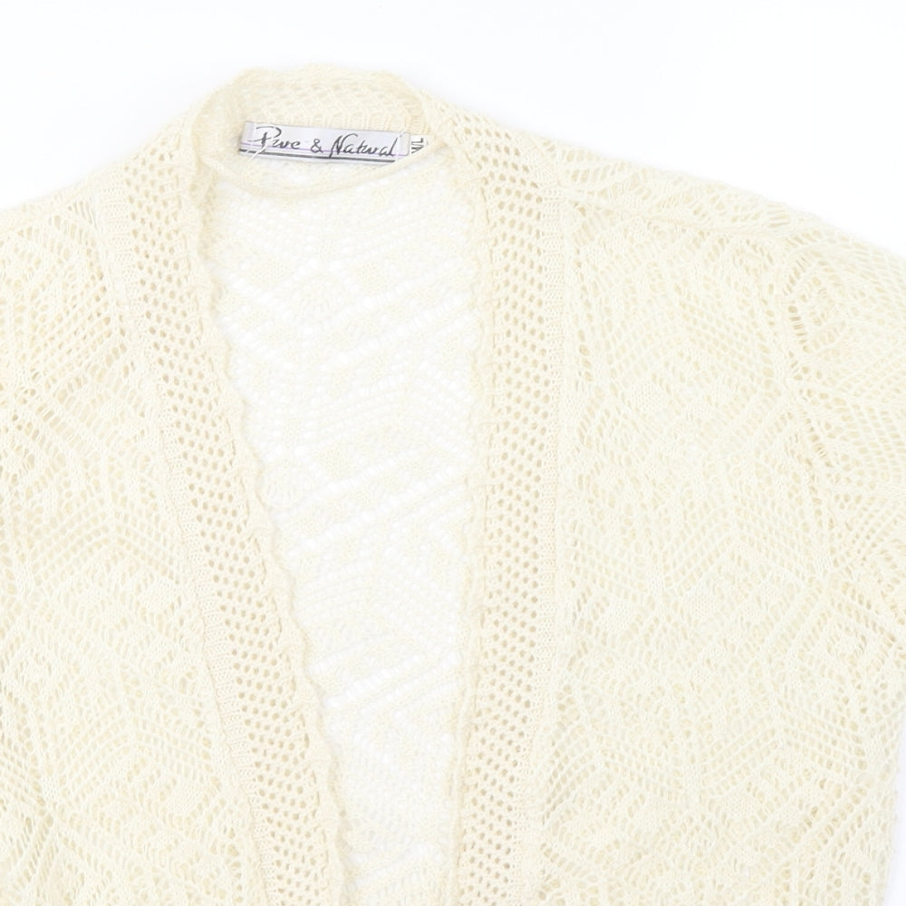 Preworn Womens White  Knit Cardigan Jumper Size L