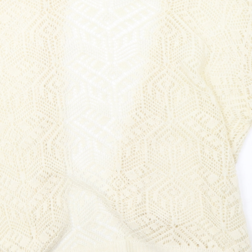 Preworn Womens White  Knit Cardigan Jumper Size L