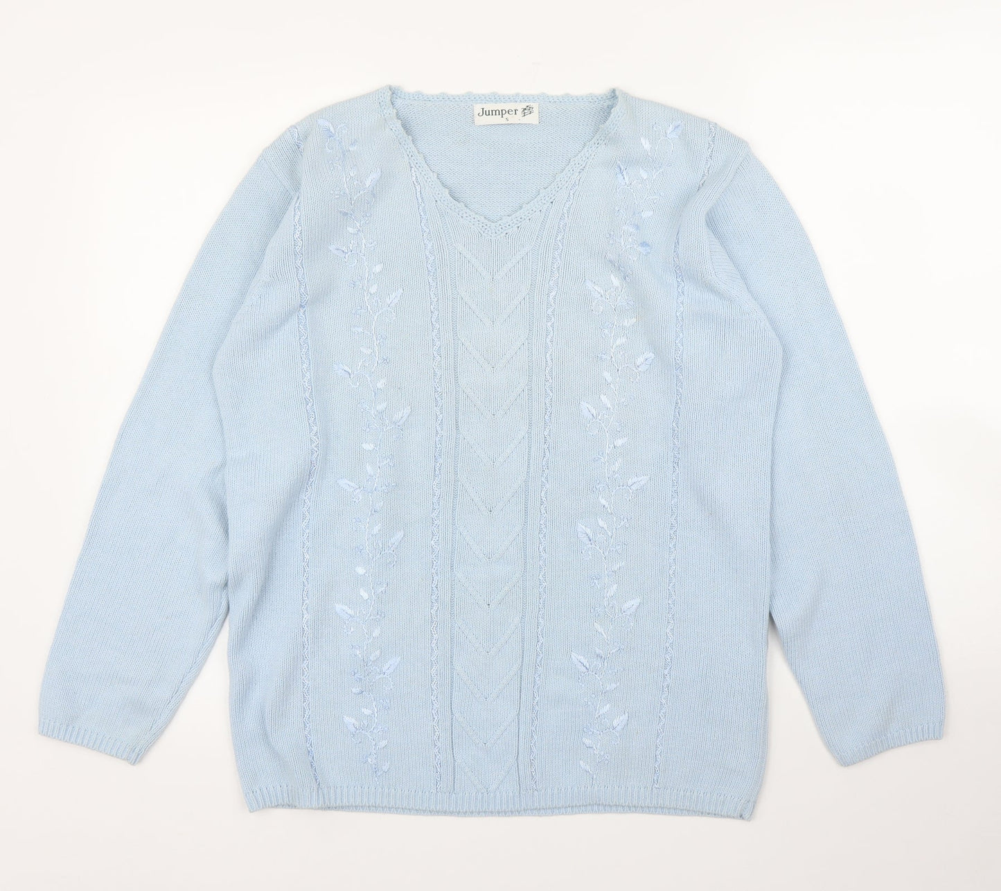 Jumper Womens Blue Floral  Pullover Jumper Size S