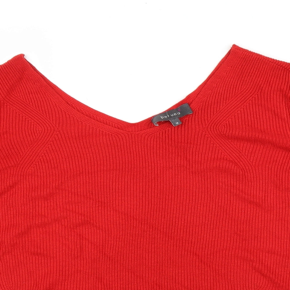 M&S Womens Red   Pullover Jumper Size 18