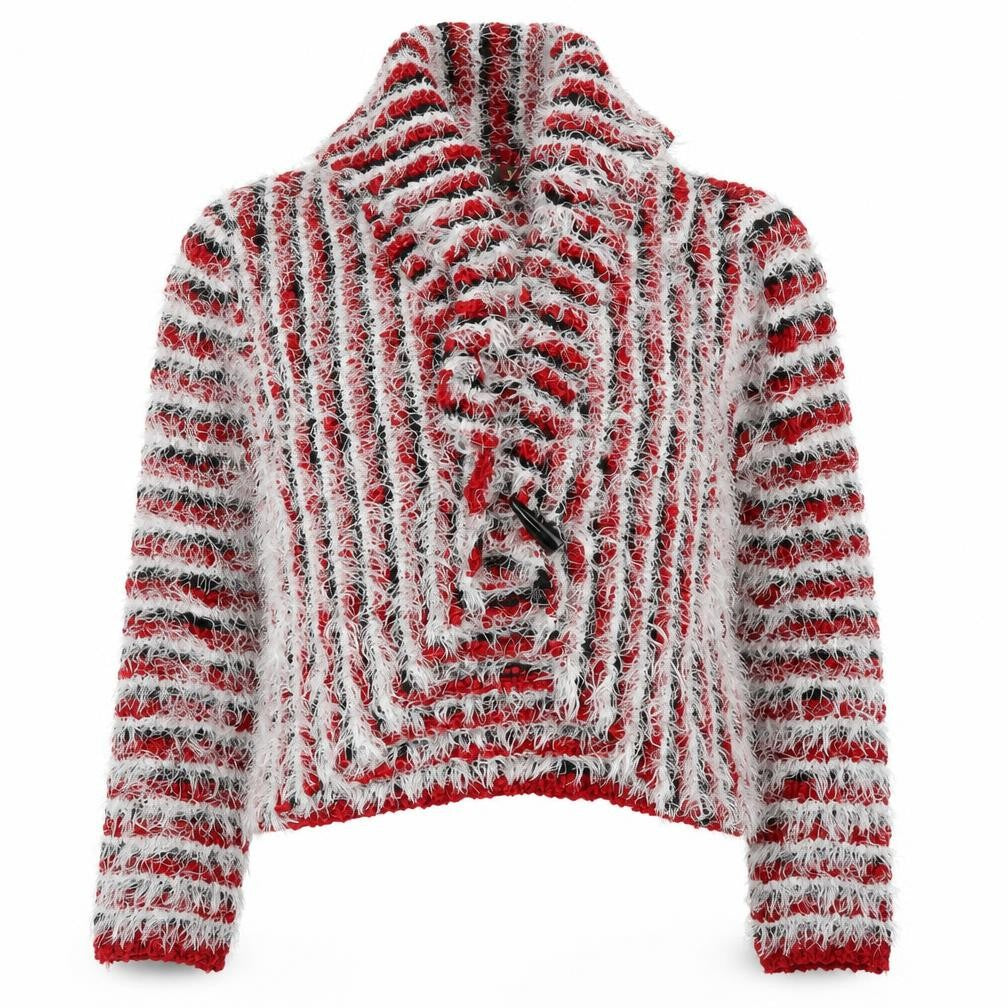 Stephen Y Womens Red Striped  Cardigan Jumper Size M