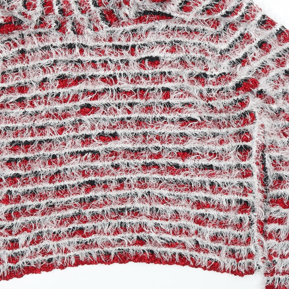 Stephen Y Womens Red Striped  Cardigan Jumper Size M