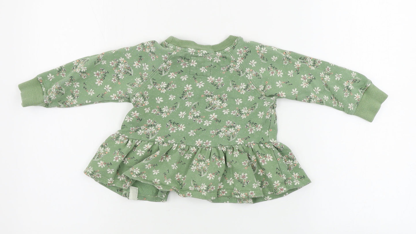 NEXT Girls Green Floral  Pullover Jumper Size 2 Years