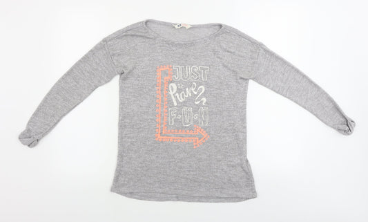 H&M  Girls Grey   Pullover Jumper Size 10-11 Years