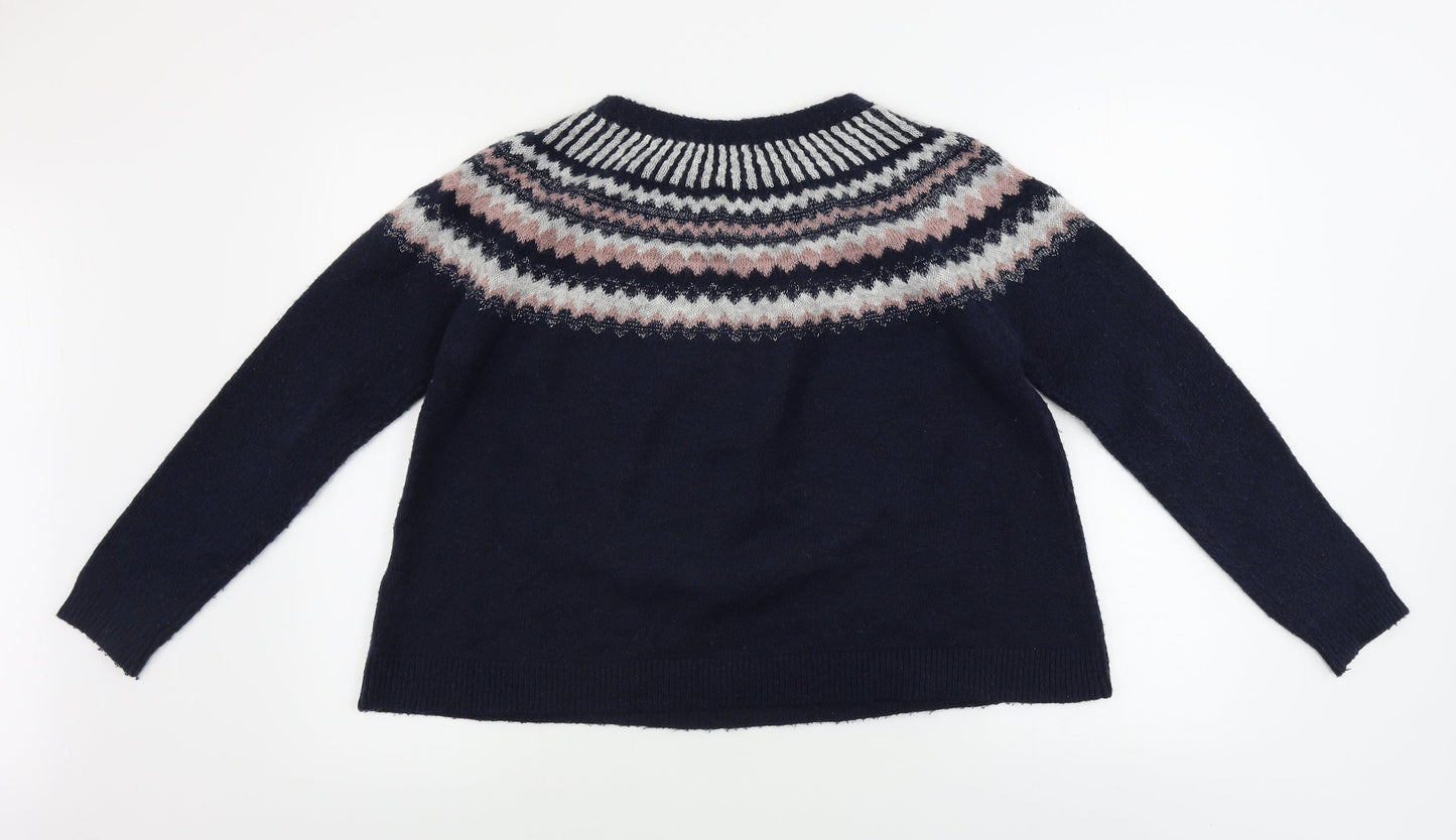 Only Womens Blue Geometric  Pullover Jumper Size S