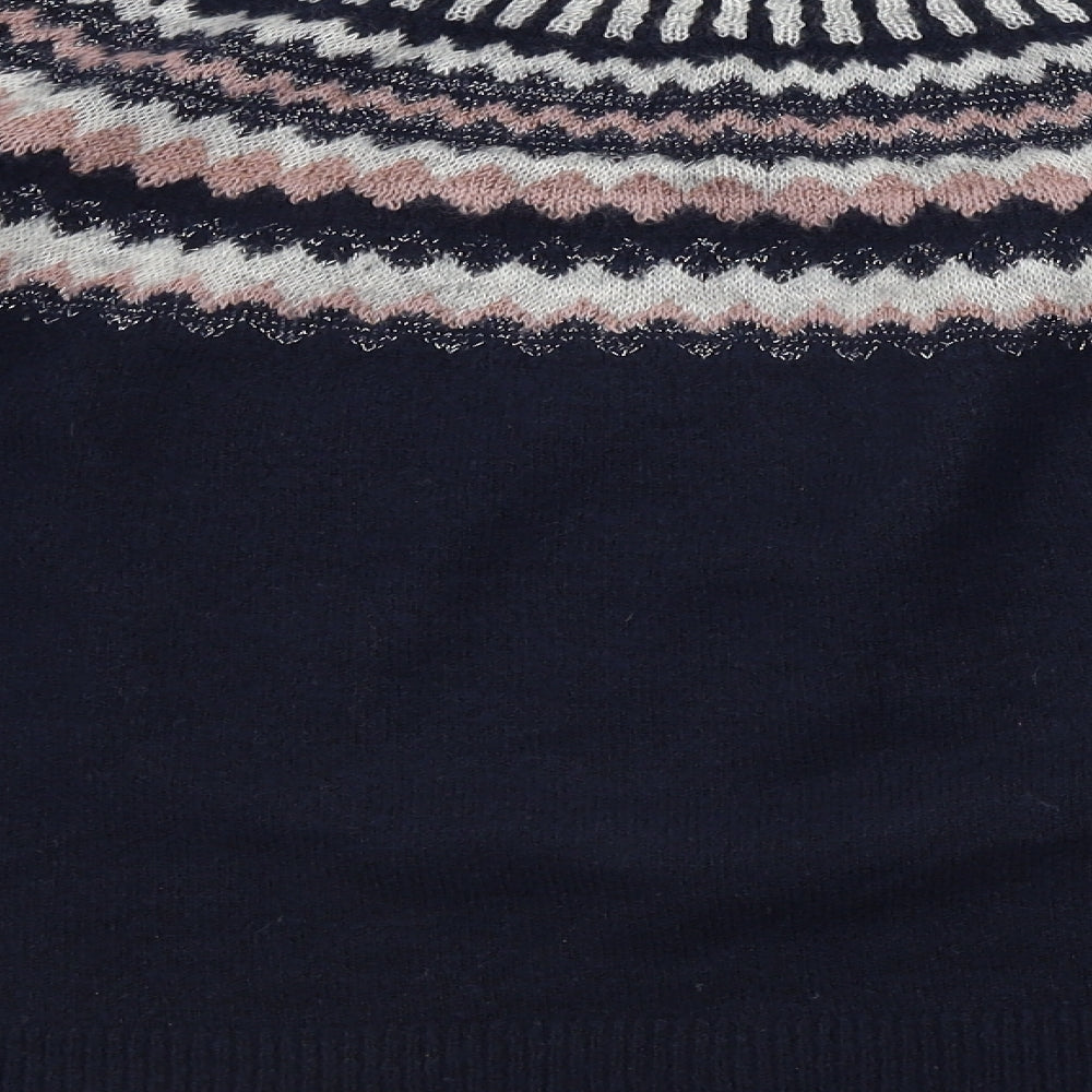Only Womens Blue Geometric  Pullover Jumper Size S