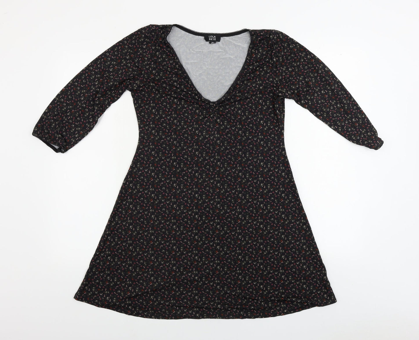 Lola Skye  Womens Black Floral  A-Line  Size 12