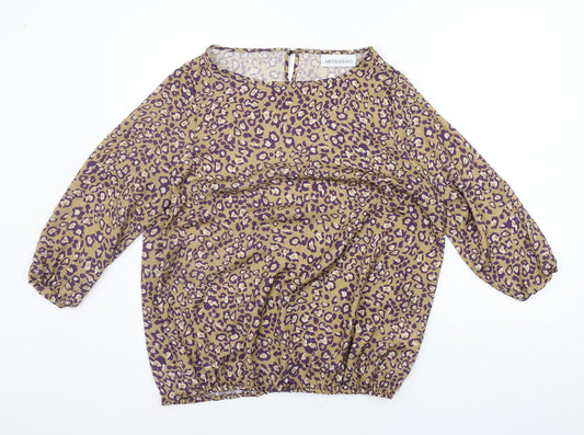 Artigiano Womens Beige Animal Print  Basic Blouse Size 12