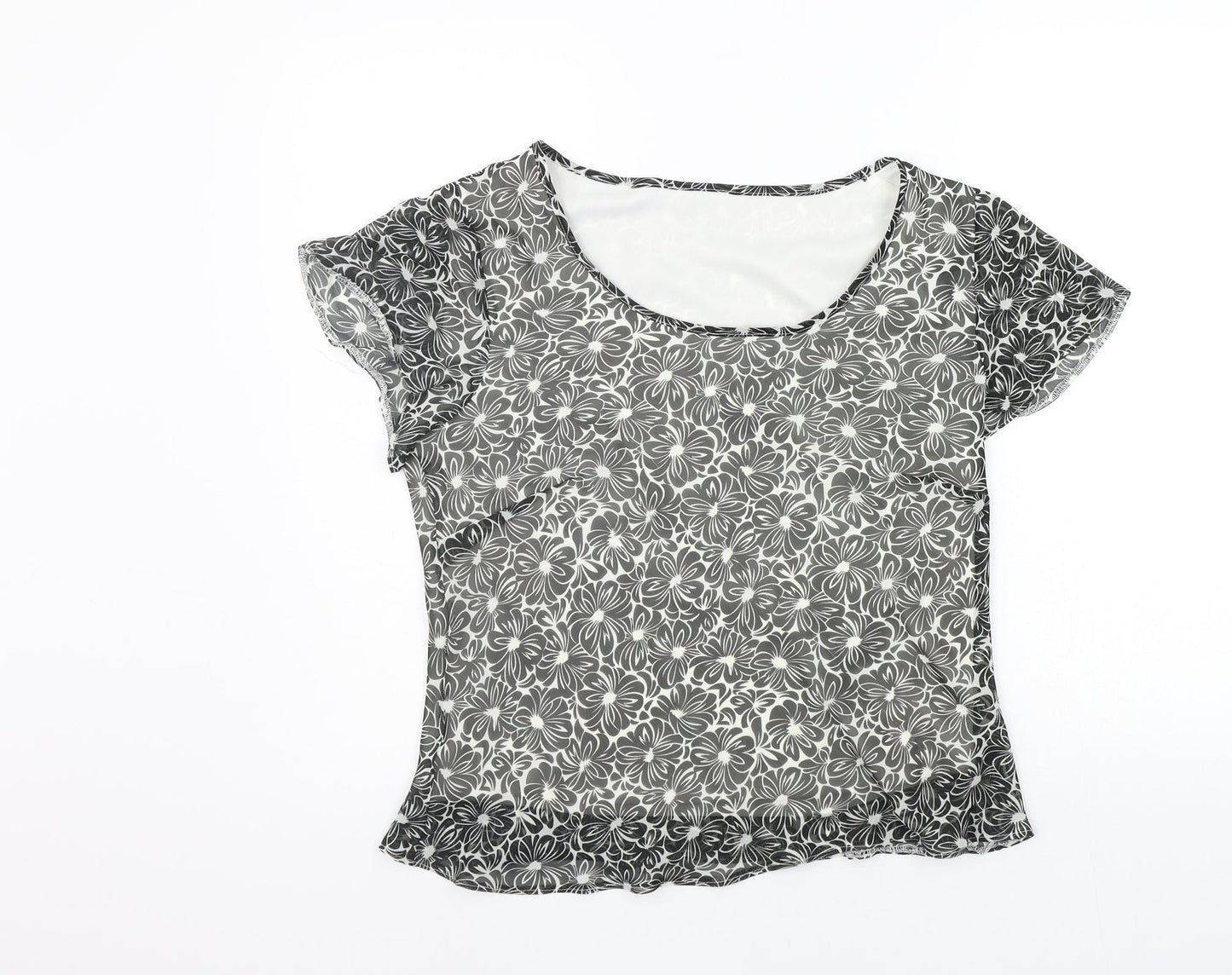 Special Collection Womens Grey Geometric  Basic T-Shirt Size 12