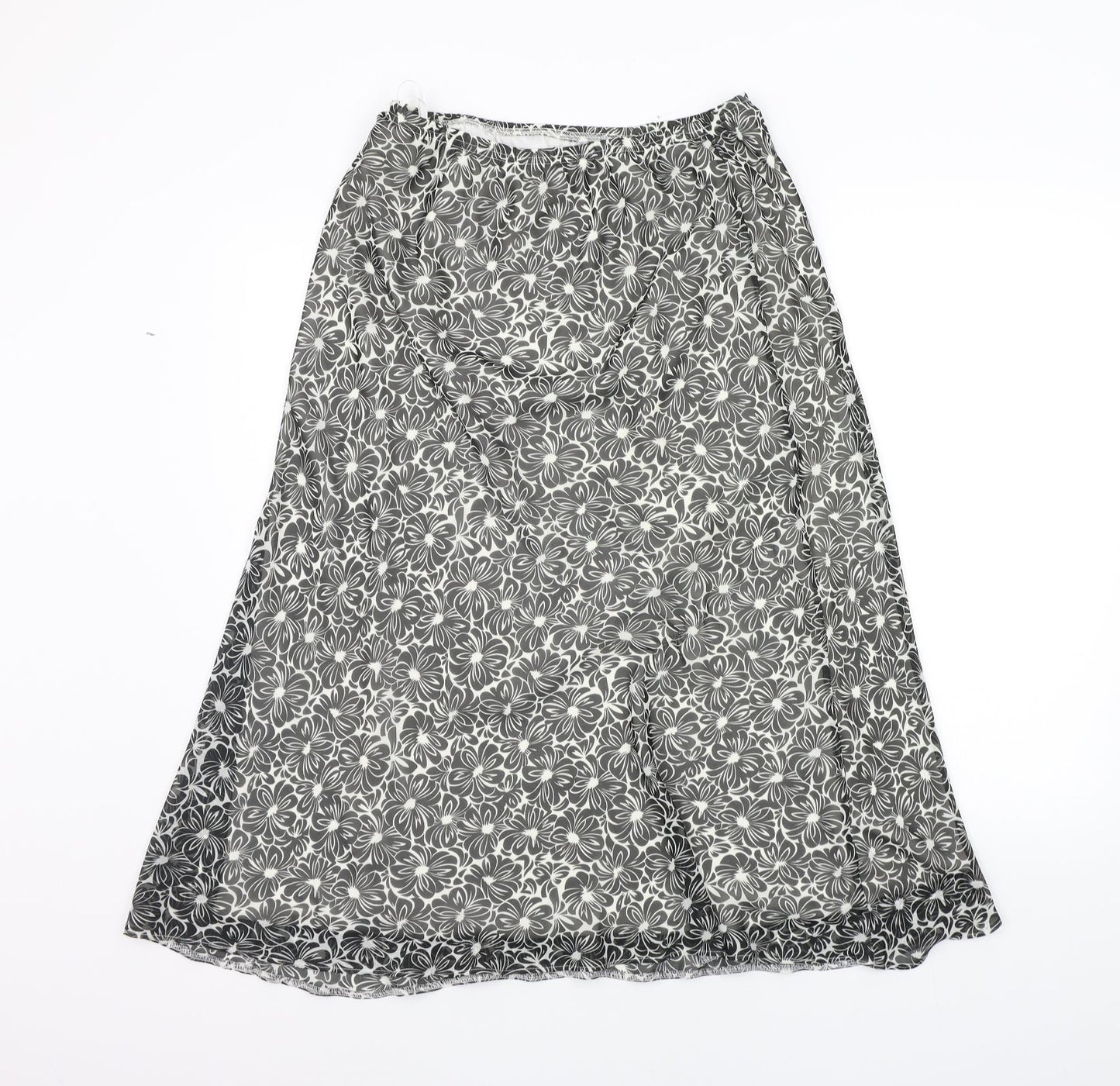 Special Collection Womens Black Floral  A-Line Skirt Size 12  - Elasticated Waist