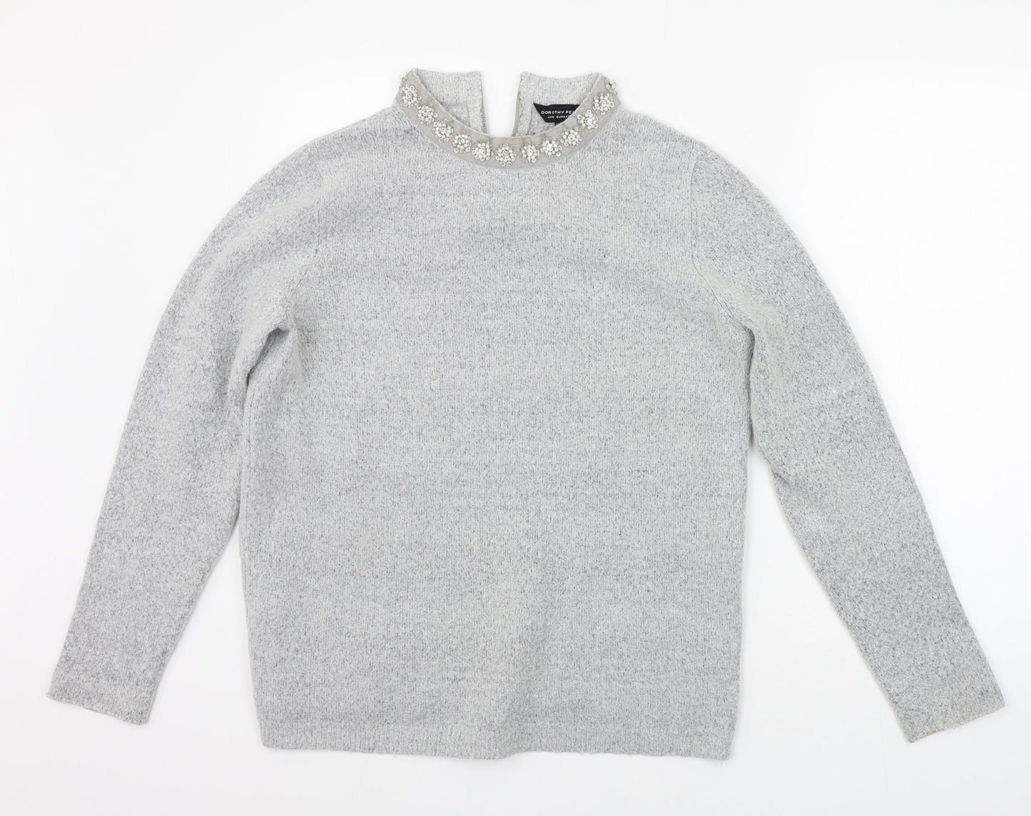 Dorothy Perkins Womens Grey   Pullover Jumper Size 14  - details on chest