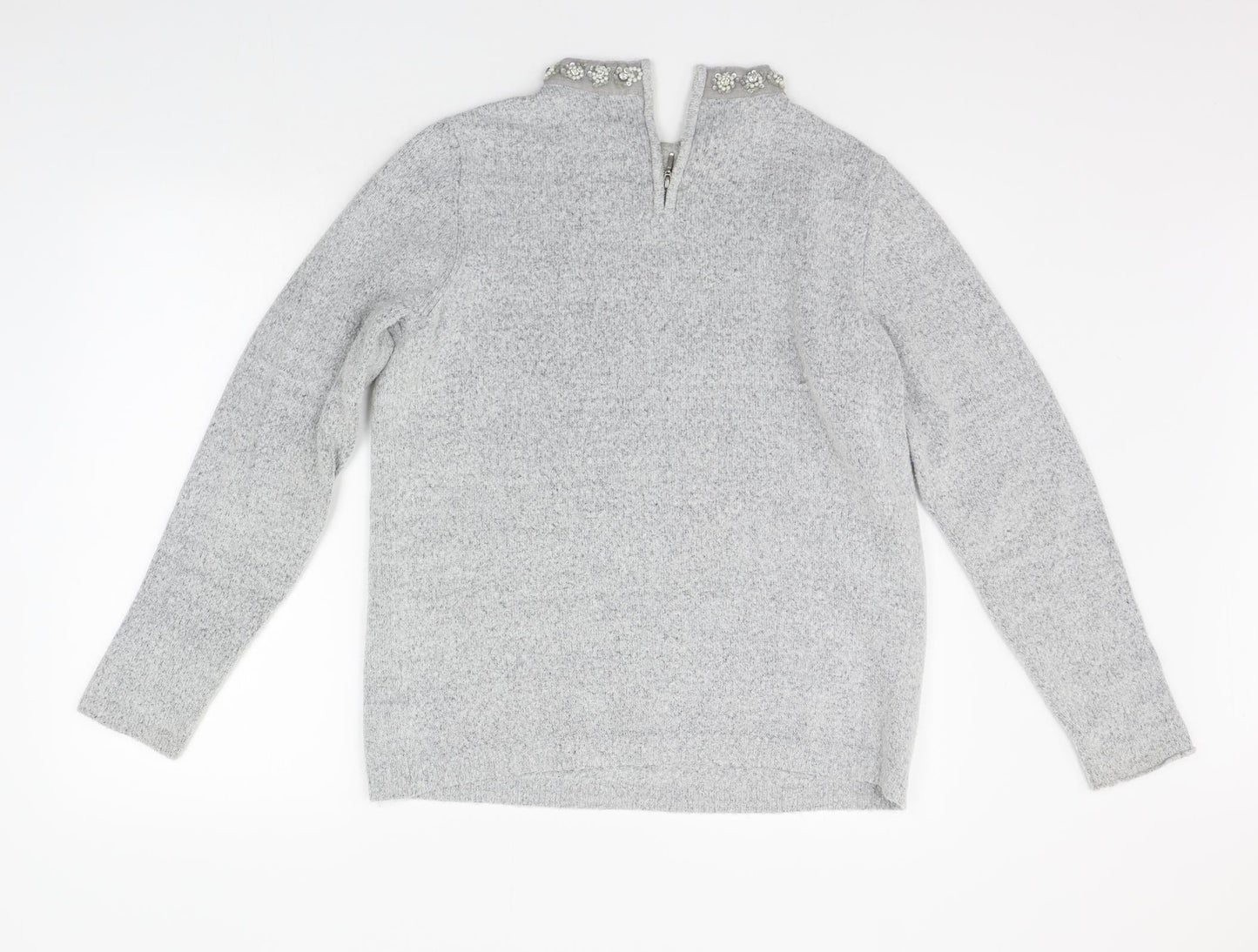 Dorothy Perkins Womens Grey   Pullover Jumper Size 14  - details on chest