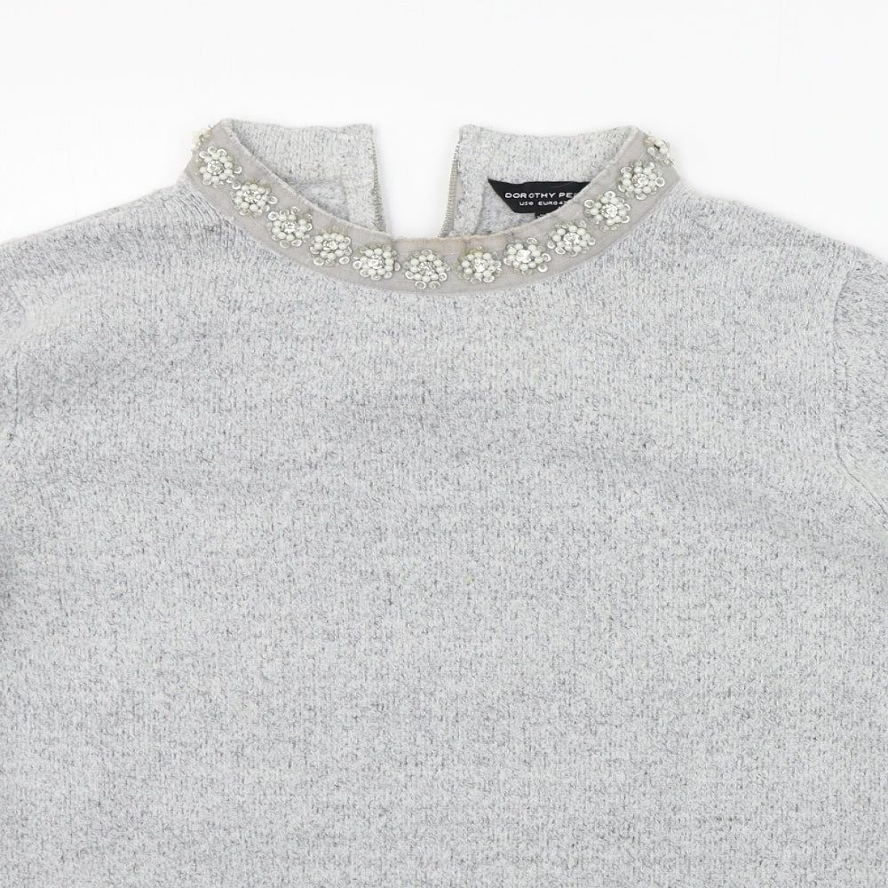 Dorothy Perkins Womens Grey   Pullover Jumper Size 14  - details on chest