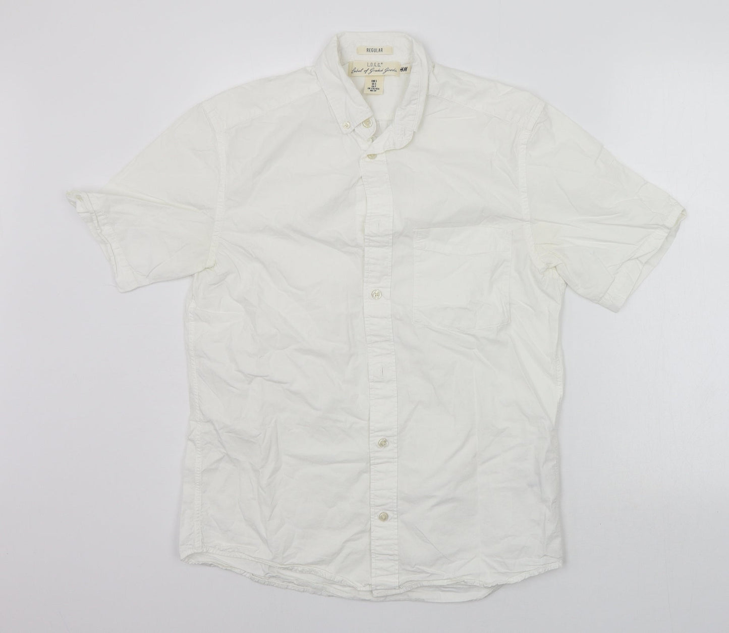 H&M Mens White    Button-Up Size S