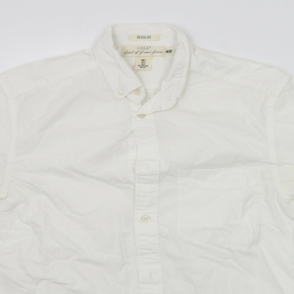 H&M Mens White    Button-Up Size S