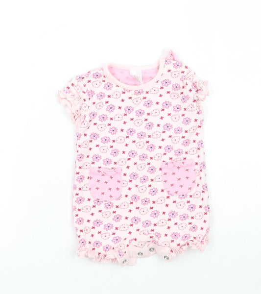 NEXT Girls Pink Floral  Babygrow One-Piece Size Newborn