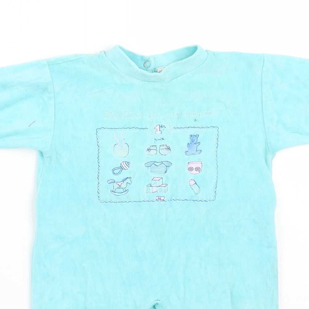Safeway Girls Blue   Babygrow One-Piece Size 12 Months  - v