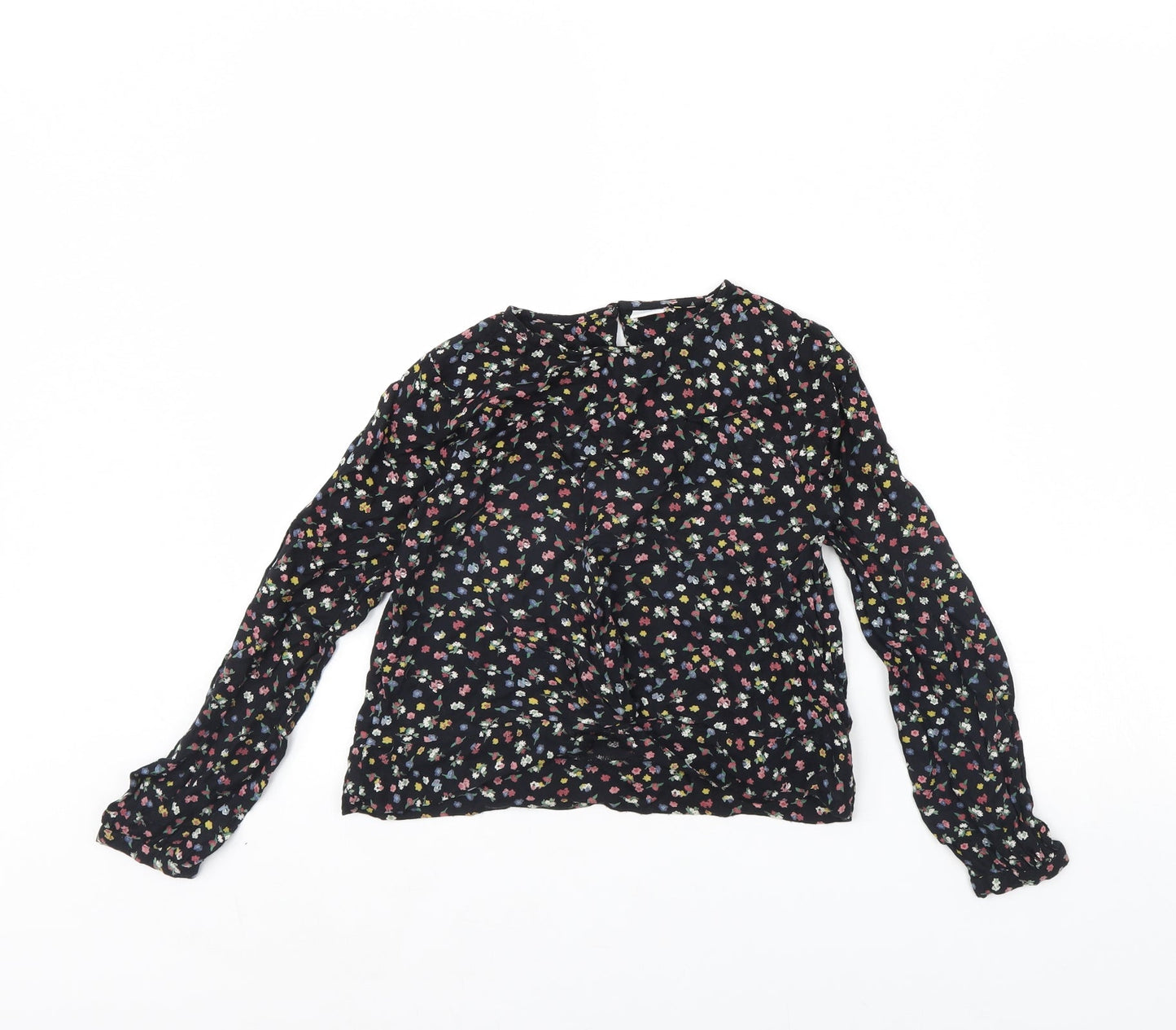 NEXT Girls Black Floral  Basic Blouse Size 10 Years