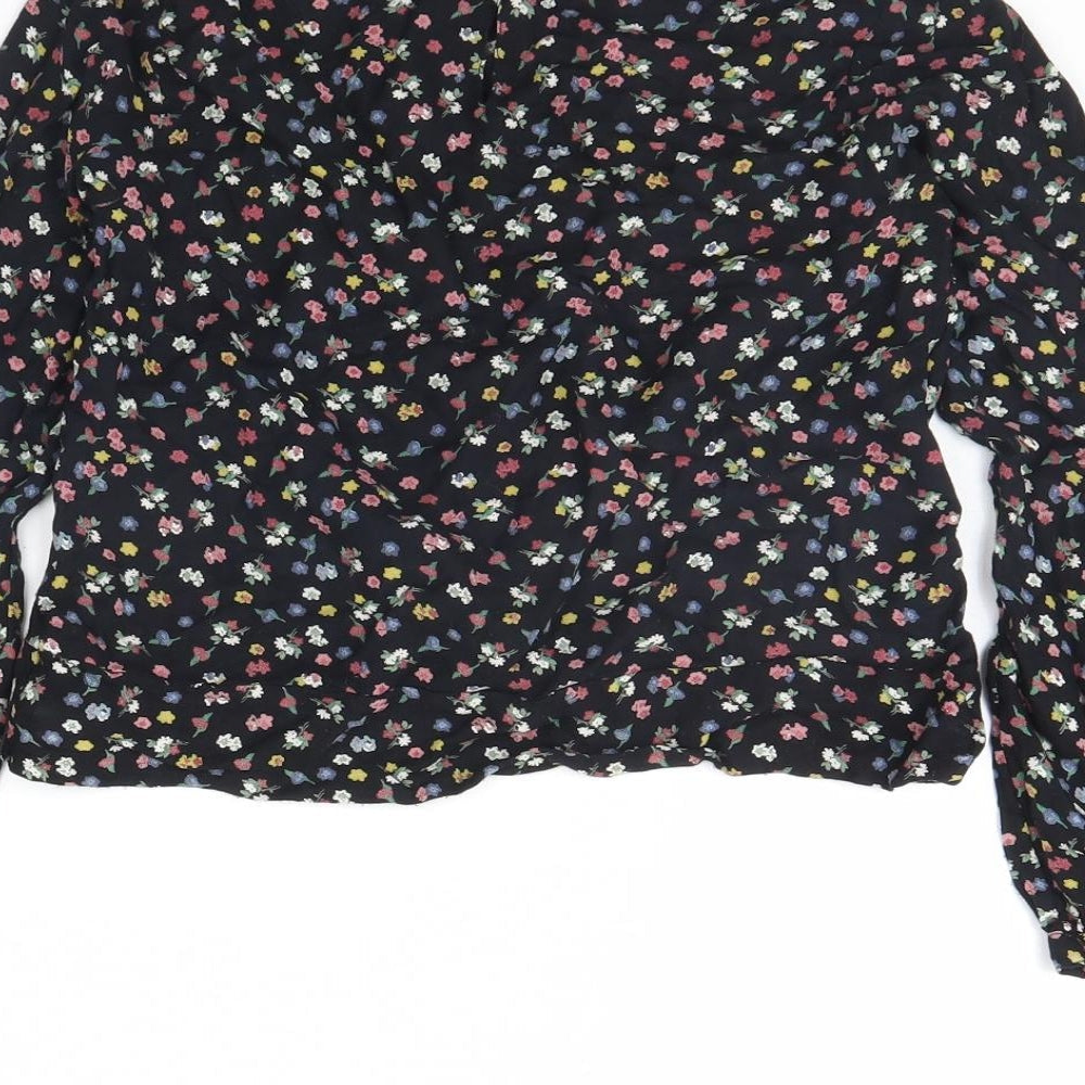NEXT Girls Black Floral  Basic Blouse Size 10 Years