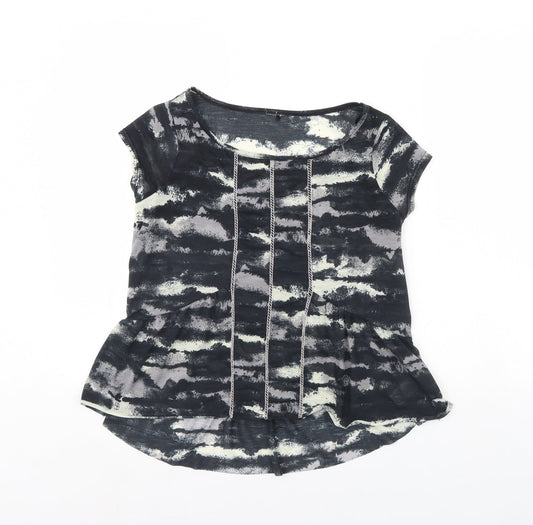 NEXT Womens Black Geometric  Basic Blouse Size S