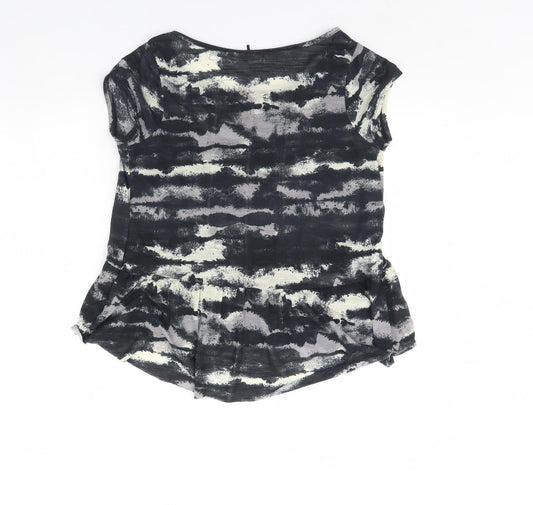 NEXT Womens Black Geometric  Basic Blouse Size S