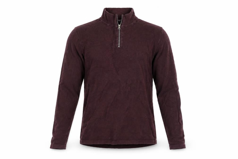 Front view of Red Herring men’s purple henley jumper, size S