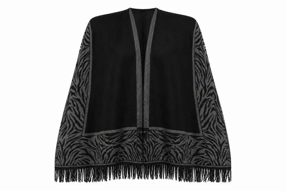 Debenhams Womens Black Animal Print  Overcoat Poncho One Size  - Cape Style Poncho