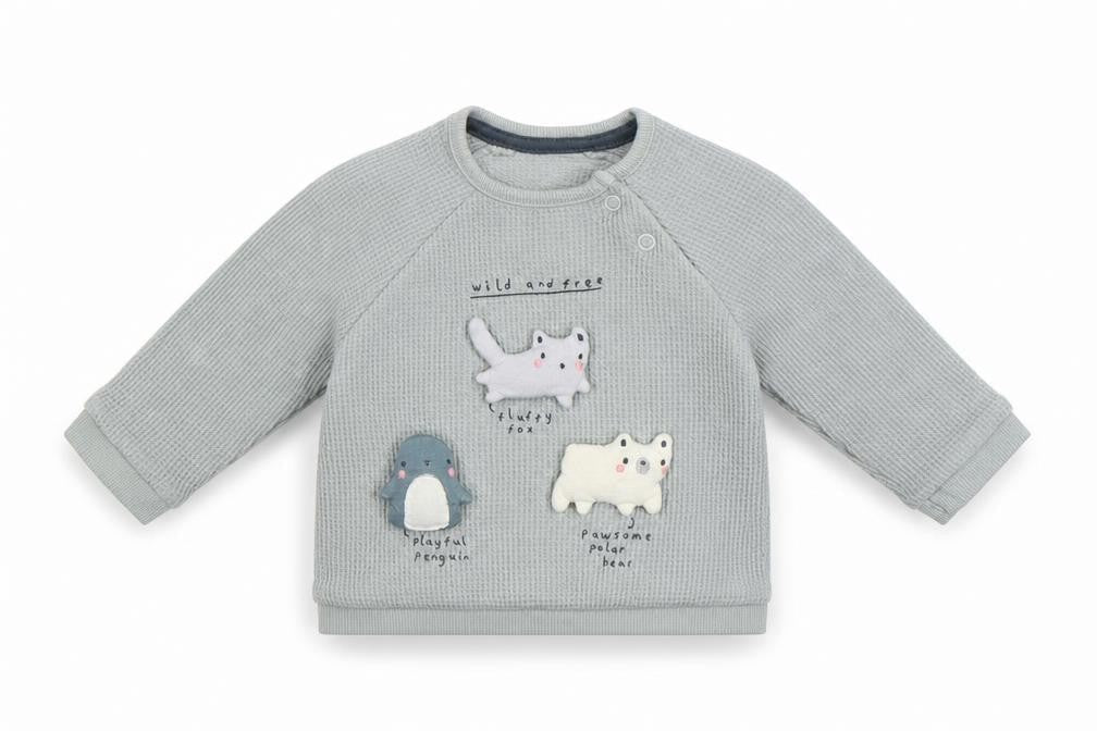 Front view of George Baby Green Basic T-Shirt, size 3-6, Months - Animals