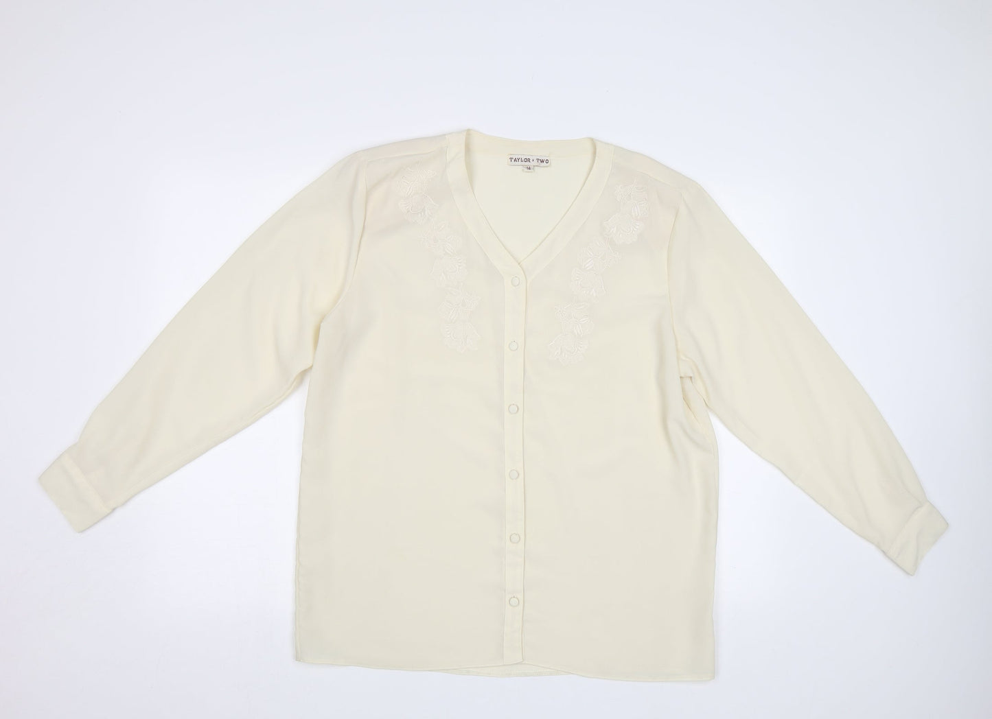 Taylor X Two Womens Ivory Floral  Basic Blouse Size 14
