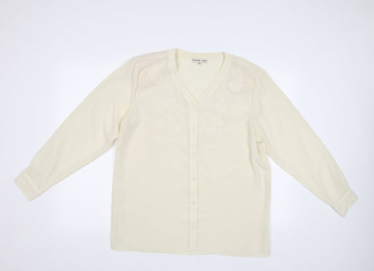 Taylor X Two Womens Ivory Floral  Basic Blouse Size 14